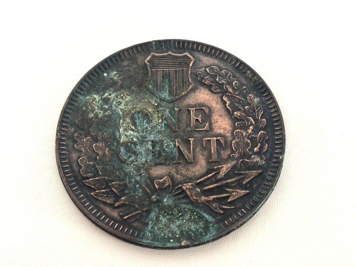 Vintage 1877 ONE CENT LARGE COIN Oversized Novelty Indian Head