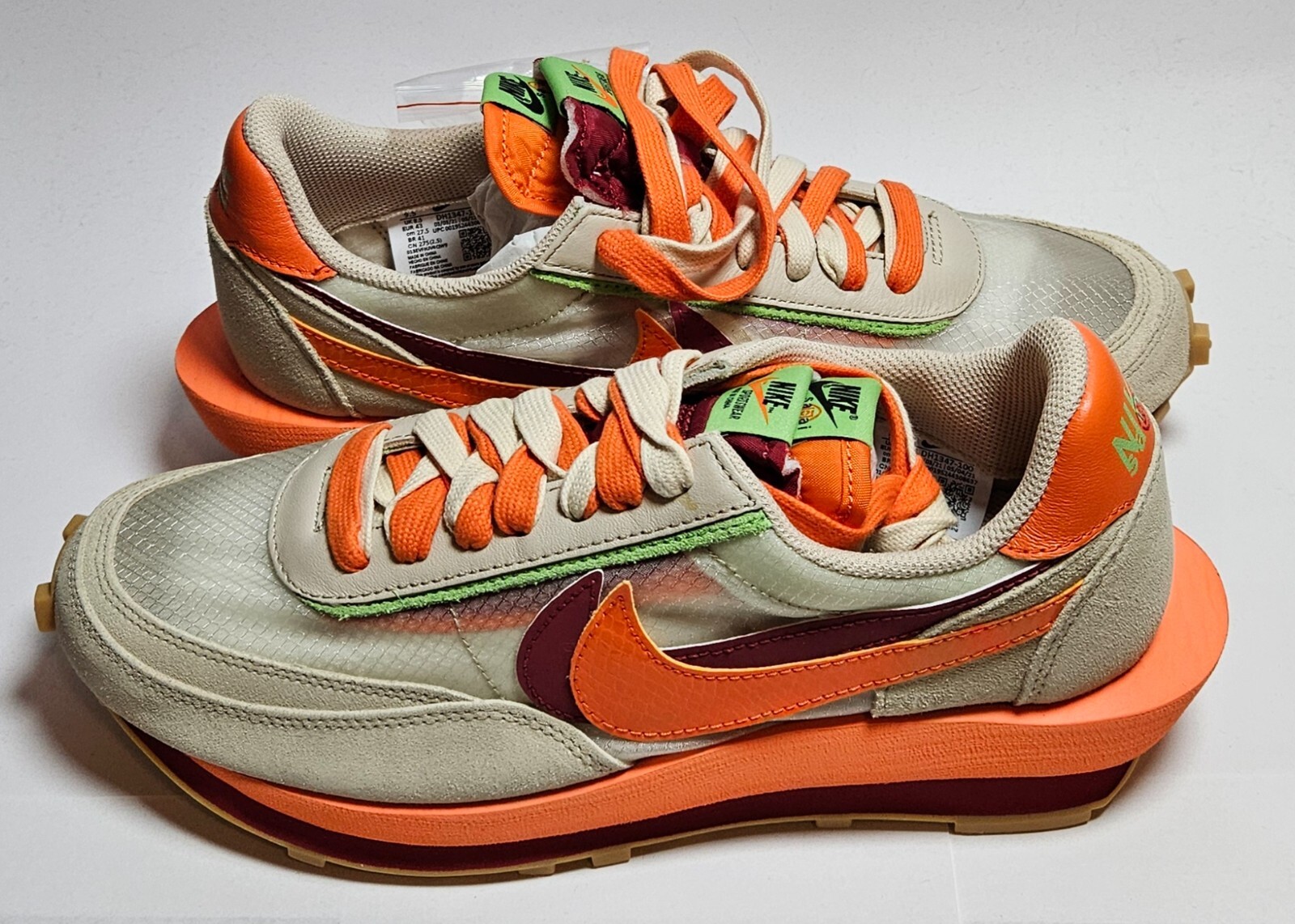 SACAI X NIKE Nike Sacai x Clot x LDWaffle Net Orange Blaze DH1347 100 taglia 9 5 M 11 W in mano