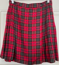 Vtg Jones New York Sport Red Tartan Plaid Pleated Preppy School Girl Skirt Sz 10