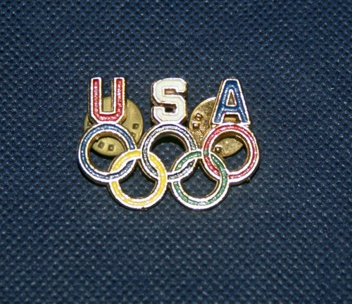 Olympic Fencing Team Vintage Lapel Pin - Summer Games Swordsmanship