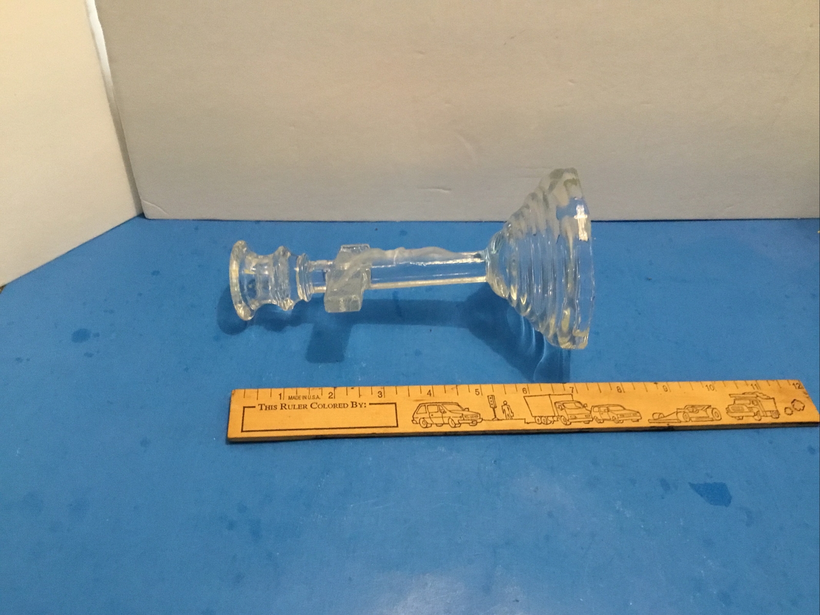 Glass Cross Candle Holder 7 Inches