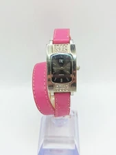 BT Quartz Women's Pink Wrap Around Strap Leather Wristwatch Keeps Time New Batte