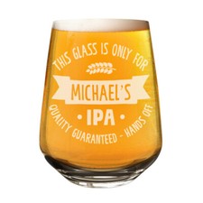 Personalised Craft Beer Tumbler Glass IPA Hands Off 2/3 Pint Dad Birthday
