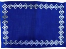 DII Cobalt Blue Embroidered Mosaic Tile Placemat NEW
