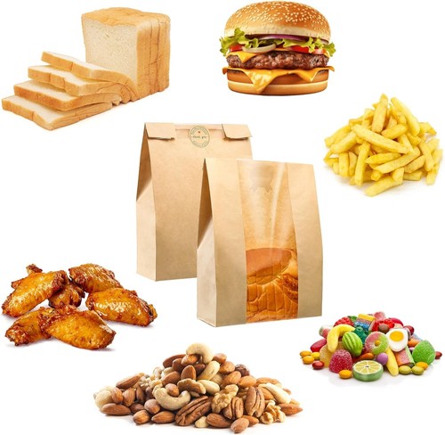 Large 50% Thicker Bakery Bags with Window - 200 Pcs Kraft Paper Storage Solution - Picture 6 of 8