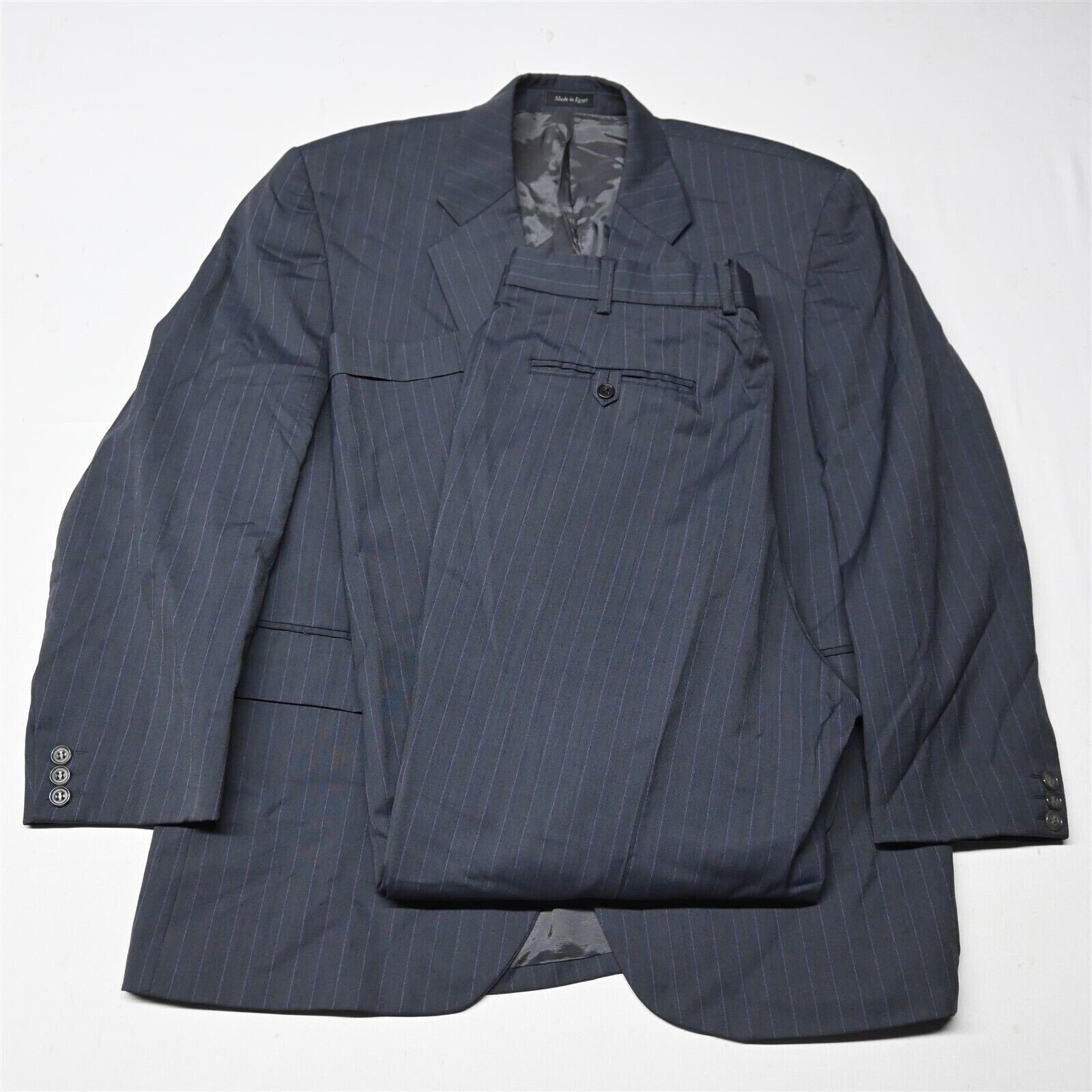 Tuta uomo giacca pantalone Alexandre Savile fila 44S 36x28 grigio righe 100% lana