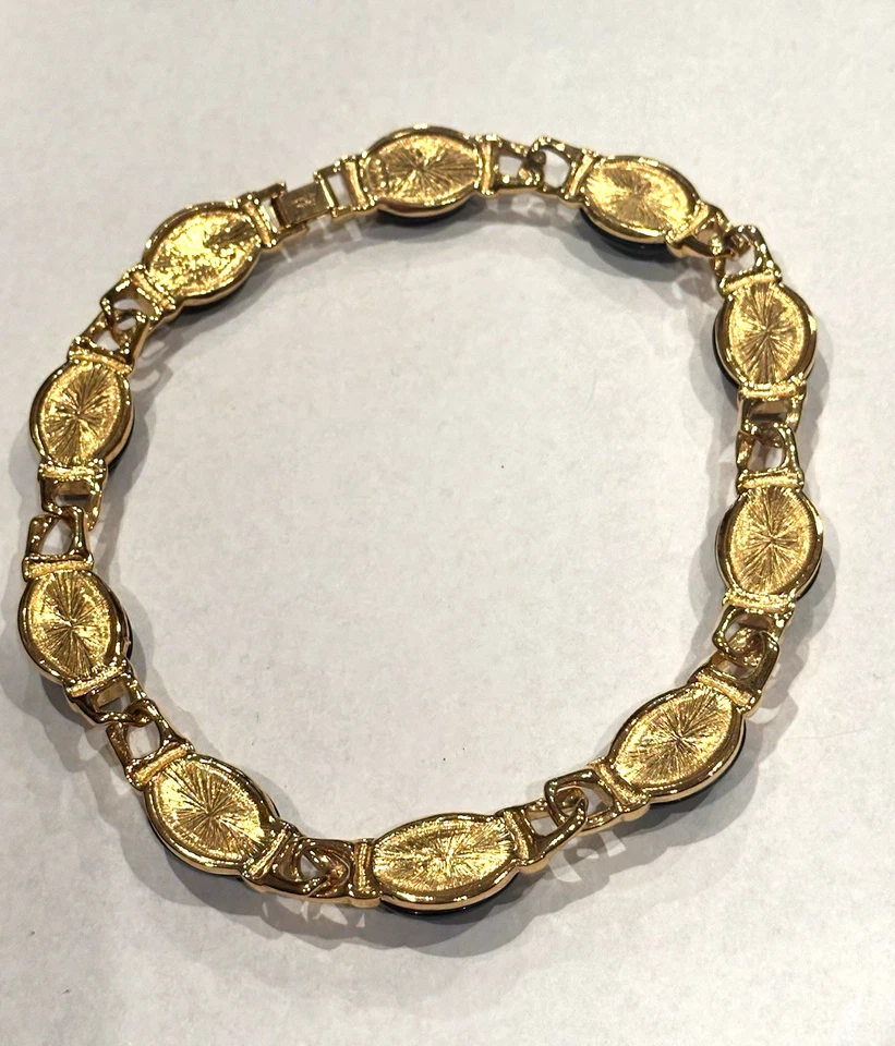 NAPIER ЧЕРНЫЙ ЛЮЦИТ ОВАЛЬНЫЙ КАБОШОН КОРЕНАСТЫЙ ЗОЛОТОЙ ГЛАМУР ЭРАСТЕМЕНТ 17» ОЖЕРЕЛЬЕ EUC - Изображение 4 из 4