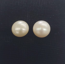 14K Yellow Gold 8.5MM Genuine Freshwater Pearl Earrings