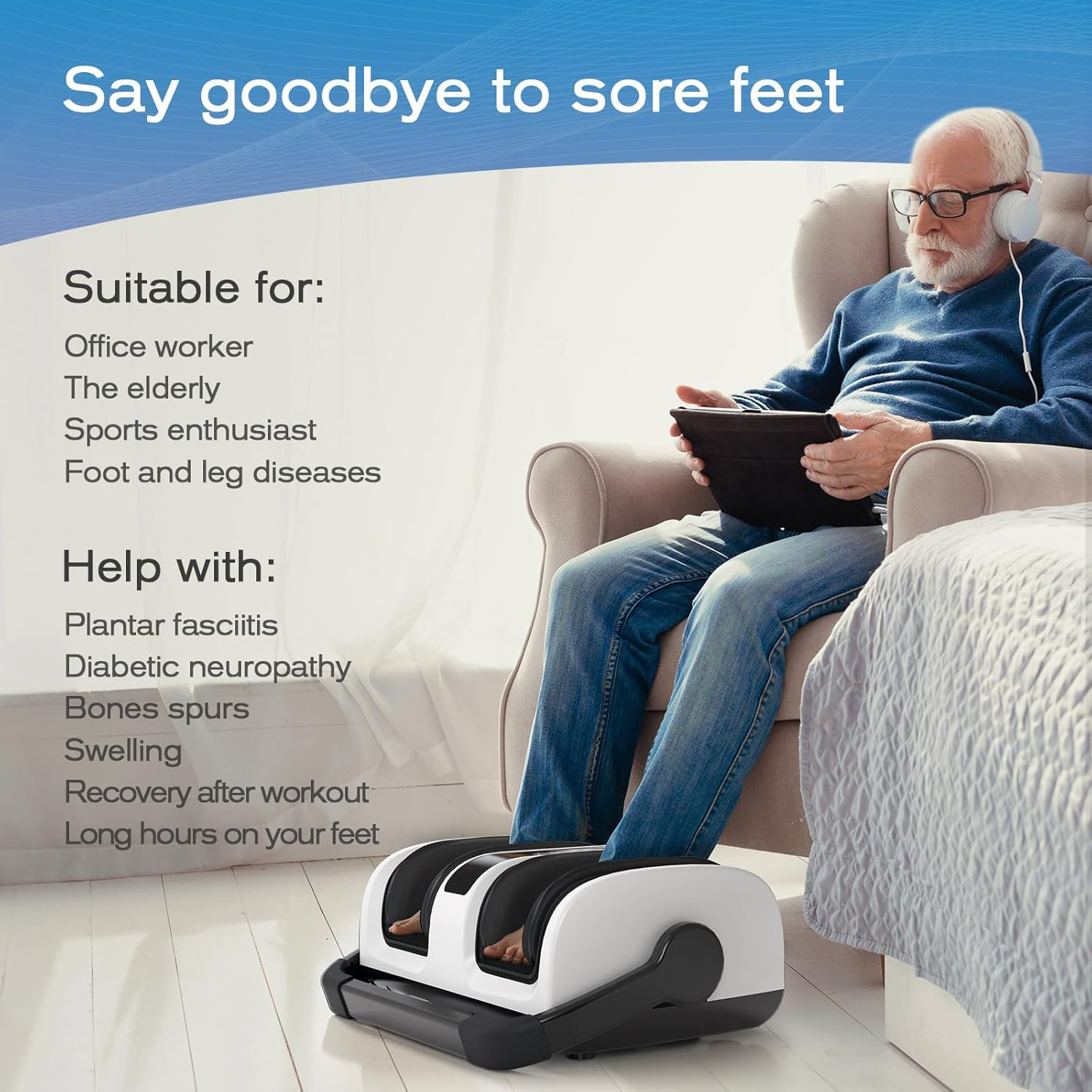 Shiatsu Foot Massager Machine W/ Heat Vibrate Deep Kneading for Plantar Fasciiti