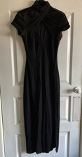 Ladies Long Heavy Black Evening Dress - Size UK 6 - Tadaski - VGC