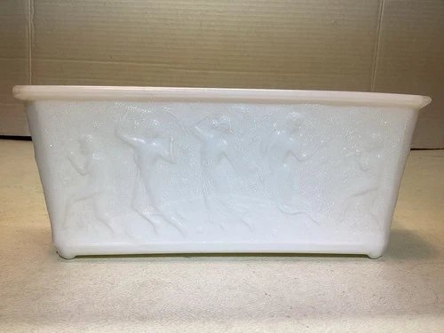 Vintage Smith Glass Co. Dancing Nymphs White Milk Glass Vase 1940s-1960s USA