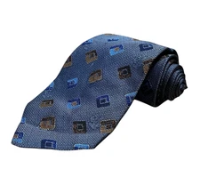 Ermenegildo Zegna 100% Silk Necktie Gray Geometric Italian Luxury 58" x 4"