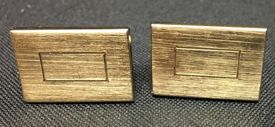 Brushed Rectangular Gold Pair Cufflinks - image 2