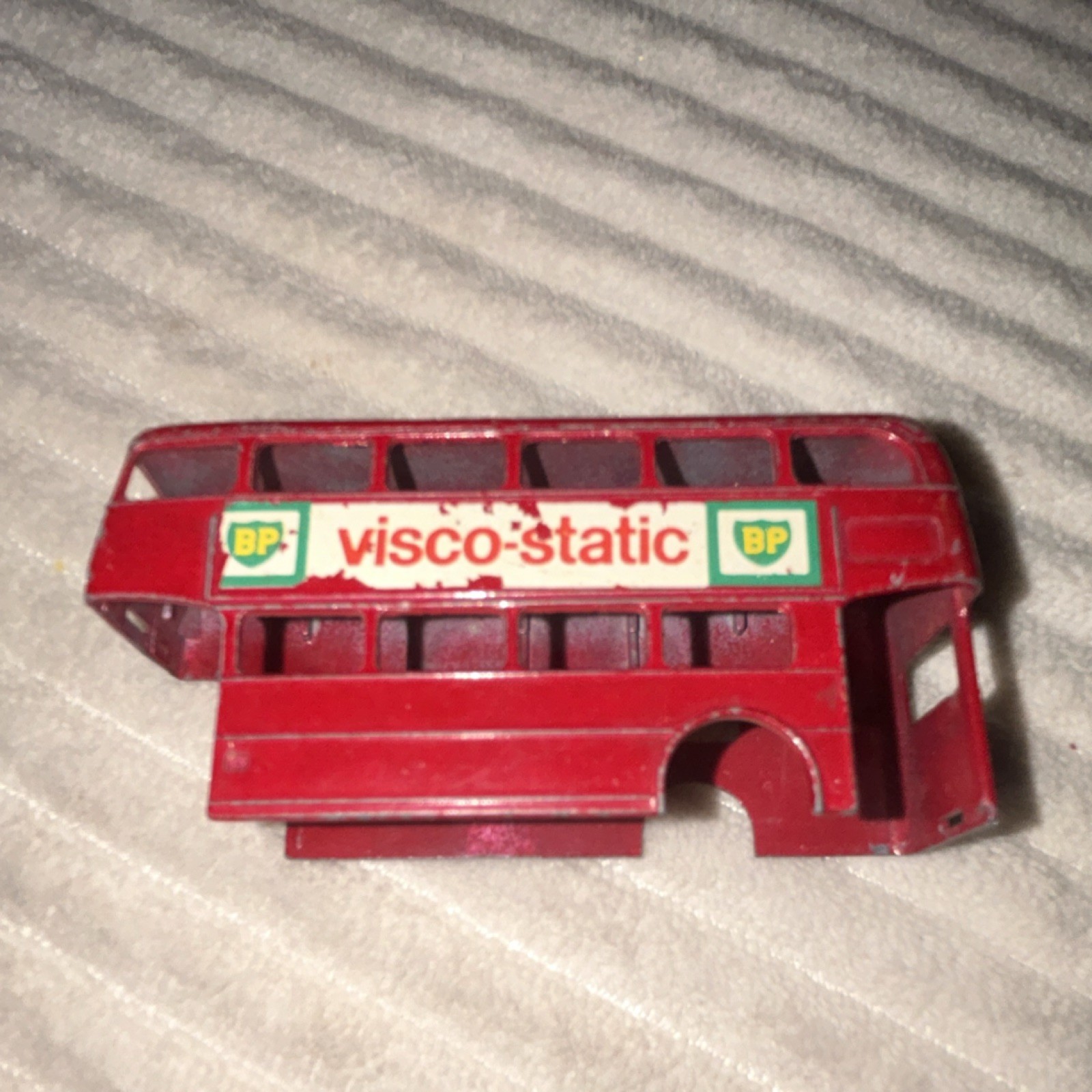 BP Vintage Visco-Static Red Double Decker Bus Body Shell Toy Part