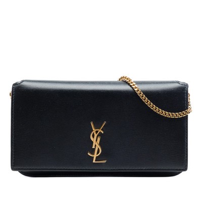 Saint Laurent Handyhalterung aus glattem Kalbsleder mit Monogramm Cassandre