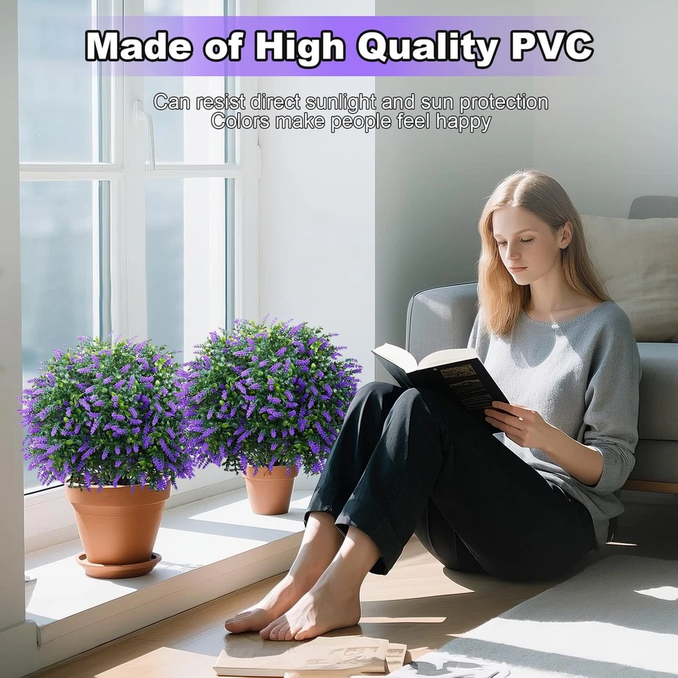 Set of 2 Artificial Lavender Boxwood Topiary Ball Bushes 26 Inch UV Resistant... - Image 2 of 4