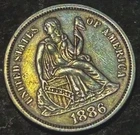 1886 Seated Liberty Silver Dime 10c High Grade AU Type Coin