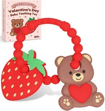 Valentine  s Baby Teething Toys, Teddy Bear  Strawberry Silicone Colorful