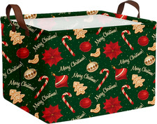 Large Christmas Gifts Empty Baskets Kids Collapsible Holiday Storage Bin with Ha