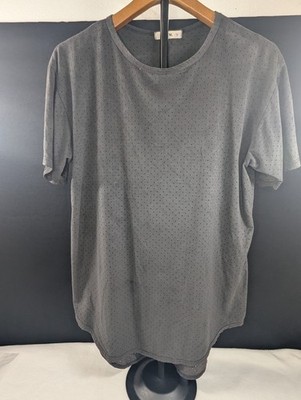 EPTM Mens Black Longline Scallop Hem T-Shirt Size S Made in USA Streetwear