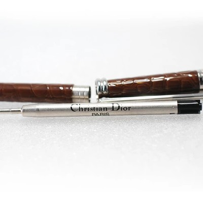 Dior Patent Croco style twist Ballpoint Pen Brown x Silver Germany