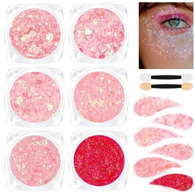 Body Glitter Gel, 12 Farben Festival Glitzer Gesicht Gel Pailletten mit Pinsel