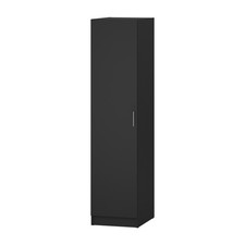 Modern Black 1 Door Wardrobe with Shelf Hanging Rod for Bedroom Single Wardrobe