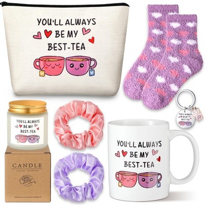 Skylety 7 Pcs Bestie Gifts You'll Always Be My Best Tea Best Friend Gift Bask...