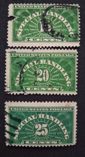 US SCOTT QE2-QE4, 15c-25c SPECIAL HANDLING STAMPS