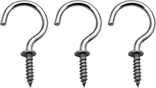 60 Pcs (304) Stainless Steel Screw Ceiling Hooks 1 Inch Cup Hook Screw-In Light 