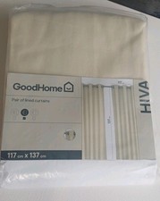 BNWT GoodHome B&Q Lined Eyelet Curtains Beige Cream 117Cm x 137Cm 100% Cotton 