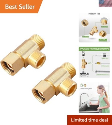 Lead-Free Brass 3/8 Inch Angle Stop Add-A-Tee Compression Tee Valve, 3/8'' Inl...