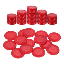 100Pcs 0.9" Plastic Poker Chips Bingo Chips Learning Counters Red Pattern