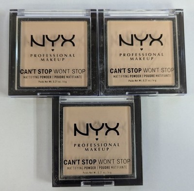 LOT OF 3 - NYX CAN'T STOP WON'T STOP MATTIFYING POWDER CSWSM02 LIGHT 0.21oz