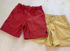 2 Polo Ralph Lauren Boys Chino Shorts Size 10 Yellow Red Solid Zip Flat Front