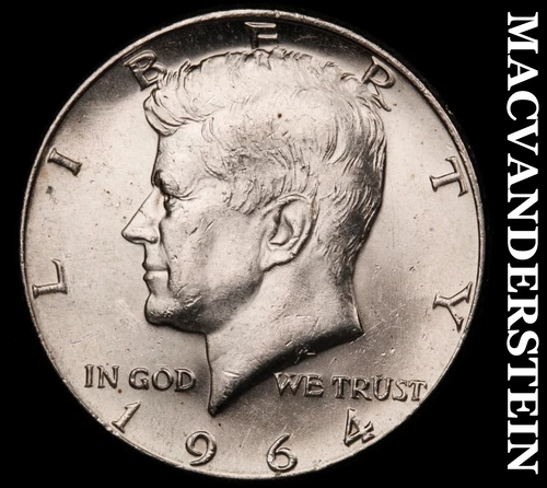 1964 Silver Kennedy Half Dollar - Choice Gem Brilliant Unc  Lustrous  #G7023
