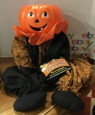 20” VINTAGE 1997 SUN HILL INC. HALLOWEEN PUMPKIN POSABLE SITTING CANDY DISH