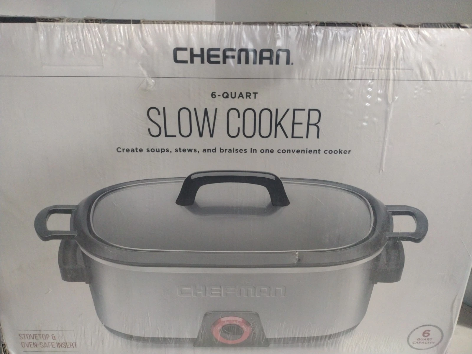 Chefman 6 Qt. Slow Cooker 6-quart, STOVE TOP & OVEN-SAFE INSERT NEW