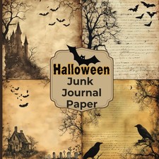Halloween Junk Journal Paper: Vintage Spooky Themed Paper for Scrapbooking, Coll