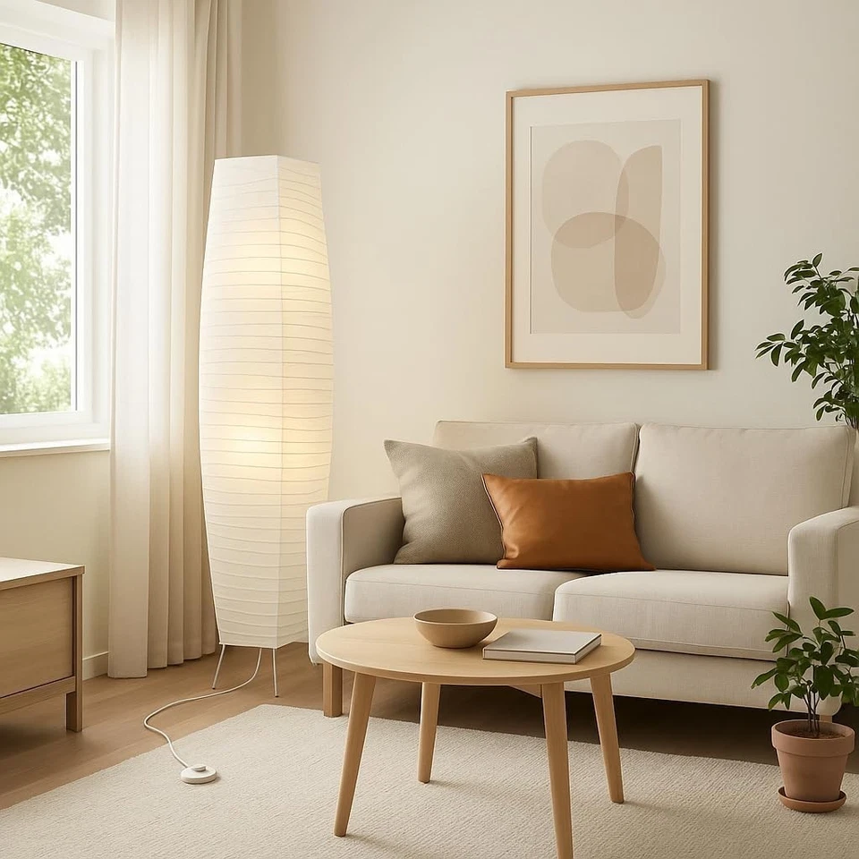 Lámpara de pie de papel de arroz, lámpara de pie de papel, lámpara Noguchi, lámpara de linterna japonesa Akari Foto 2 de 4