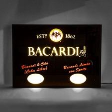 Bacardi Rum rara insegna luminosa al neon in custodia di alluminio pezzo da esposizione