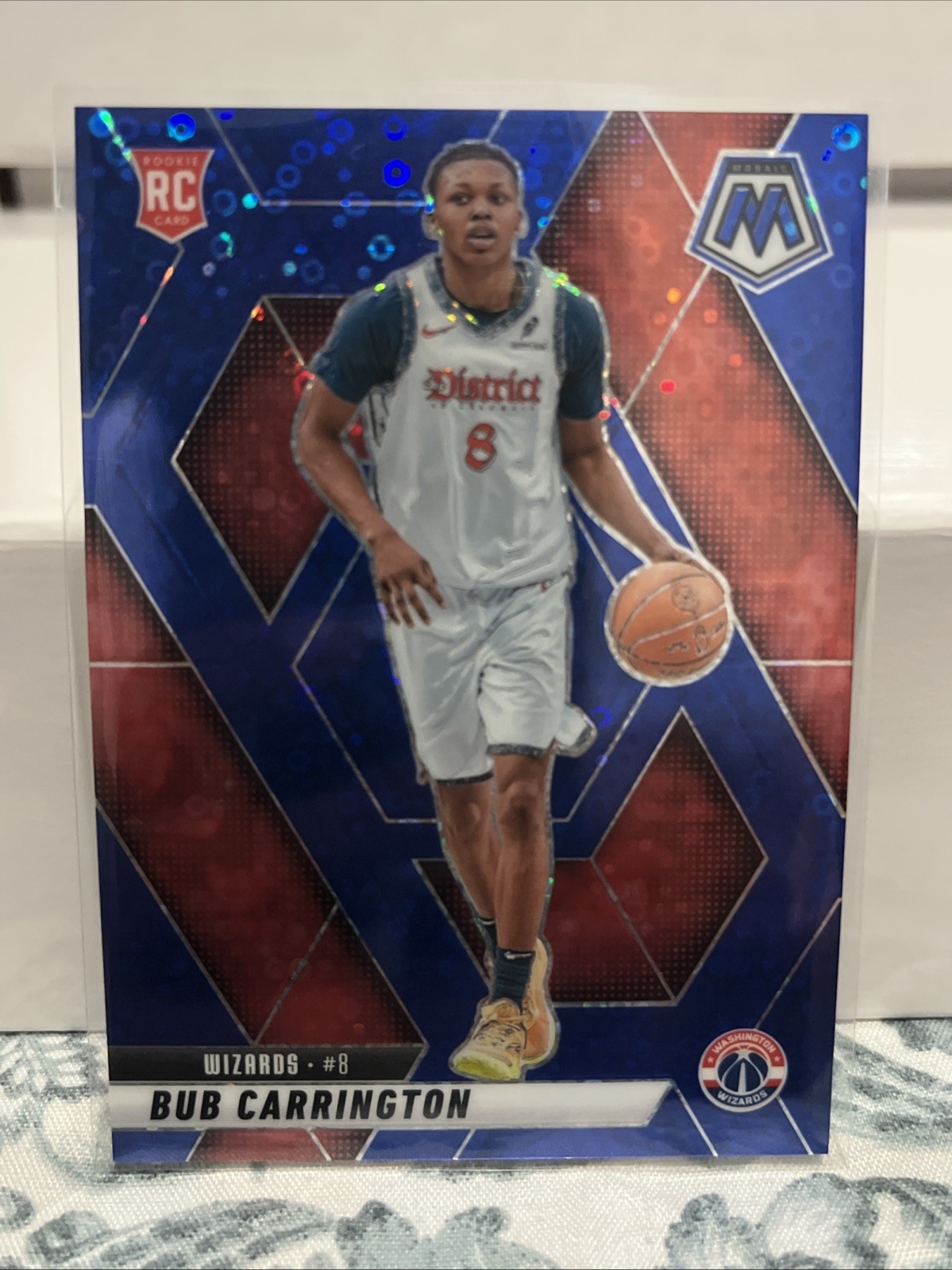 2024-25 Panini Mosaic - Bub Carrington #206 Blue Disco Prizm /85