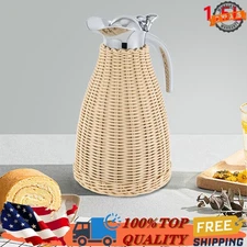1.5L Rattan Insulated Thermal Jug Carafe Water Pitcher Beverages Storage Jug