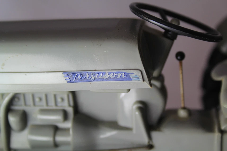 Ferguson Model 30 Toy Tractor w/ Attachment 1/12 Scale Gray Hard Plastic Vintage - Image 3 of 4