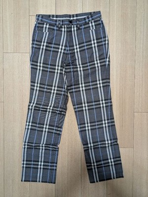 Men JP-size M Pants Full Nova Check Burberry All Over Pattern Brushed Lining Sla