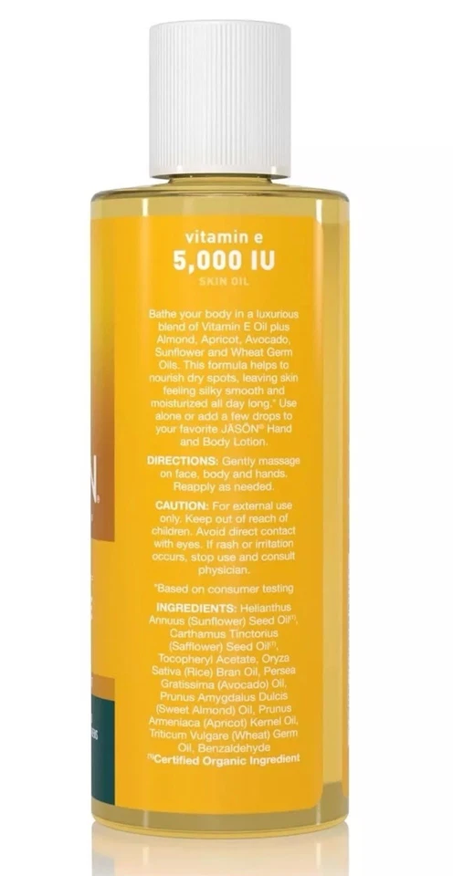 Jason VITAMINA E 5000 UI Todo el Cuerpo ACEITE DE PIEL 4 oz Hidratante SELLADO Foto 2 de 2