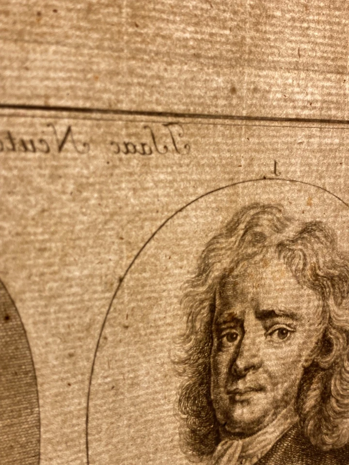 M. Wachsmut - Porträt von Isaac Newton (1642–1727) Kupferstich 1790 Mathematik - Bild 4 von 4