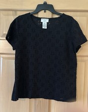 Covington Black Floral Lace Top Whimsigoth Y2K Fairy XL