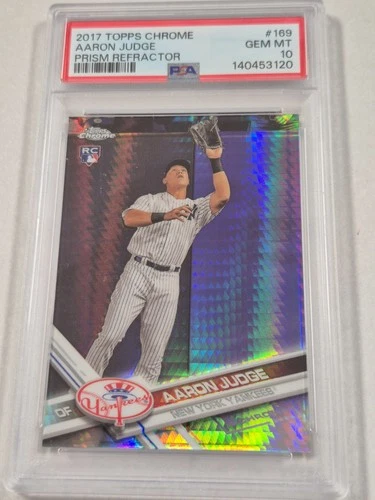 2017 TOPPS CHROME PRISM REFRACTOR #169 AARON JUDGE PSA 10