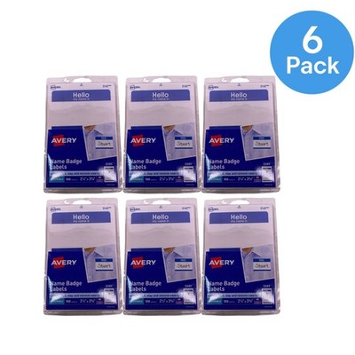 Avery Name Badge Labels 2.33x3.38in 6 Pack New